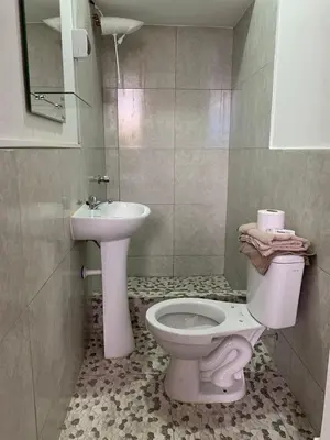 a bathroom with a pink toilet and a sink at RESIDENCIAL SALAMANCA in Lima