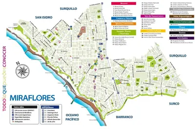a map of the city of majorettes at V Habitación Miraflores City in Lima