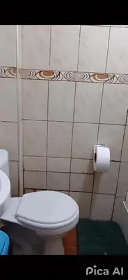 a bathroom with a toilet and a roll of toilet paper at Peruvian Apartment in Lima