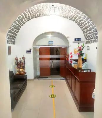 a room with a yellow line on the floor at Hotel San Francisco de Paula Ayacucho in Ayacucho