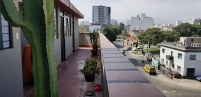 a view of a city street from a building at Hospedaje Miraflores 17 in Lima