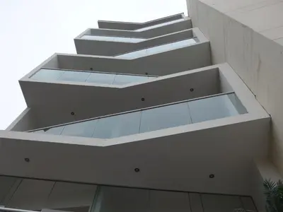 a staircase in a building with glass risers at Spacious Apartment in Miraflores in Lima