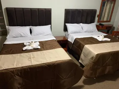 two beds with stuffed animals on them in a room at Grand Hotel Betsy in Lima