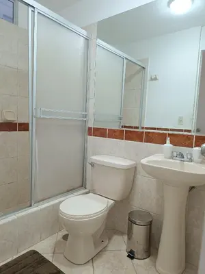 a bathroom with a toilet and a sink at Runawasi Apartments - José Gonzales 3BDR, near to Larcomar in Lima