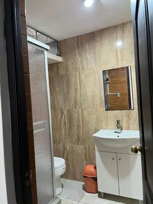 a bathroom with a sink and a toilet at Palmeras house in Ica