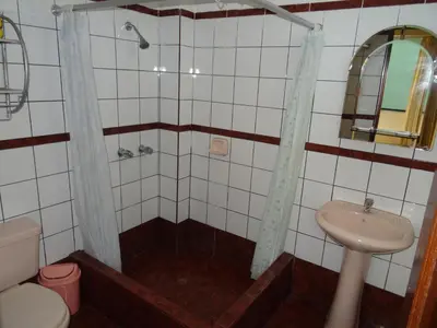 a bathroom with a shower and a sink at Hotel Nova in Lima
