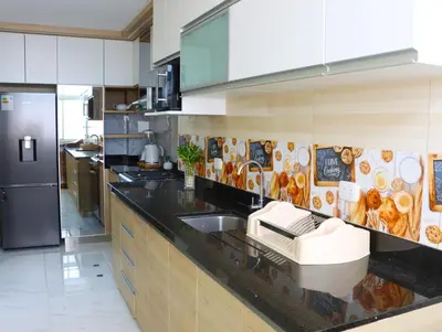 a kitchen with a sink and a counter top at Paloma House in Lima