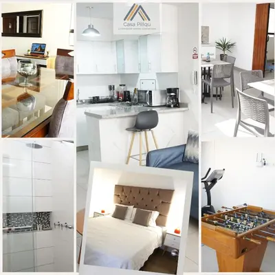 a collage of photos of a kitchen and a living room at APARTAMENTOS PRIVADOS Lima Airport Perú in Lima