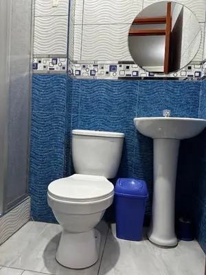 a bathroom with a toilet and a sink at Hotel Eli House in Nazca