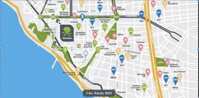 a map of the city of philadelphia with spots at Departamento Pardo Miraflores in Lima