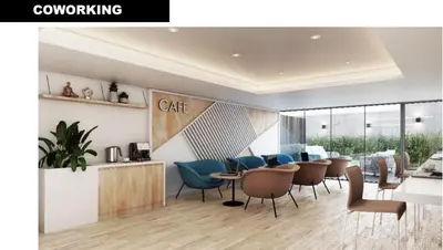 a dining room with chairs and a table and a cafeteria at Departamento Vista al Mar Cerca Aeropuerto y Miraflores in Lima