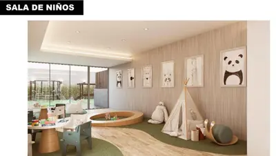 a childrens room with a tent and a play area at Departamento Vista al Mar Cerca Aeropuerto y Miraflores in Lima