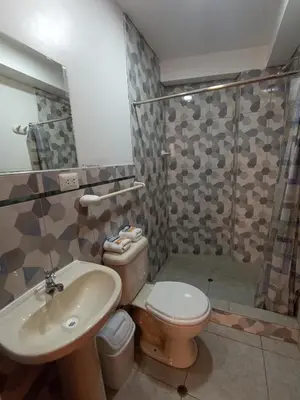 a bathroom with a toilet and a sink and a shower at Templo Home in Cusco