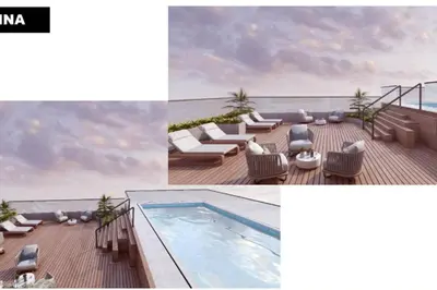 a collage of two pictures of a swimming pool at Suite Romántica Vista al Mar Cerca al Aeropuerto y Miraflores in Lima