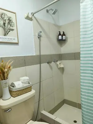 a bathroom with a shower and a toilet at Habitación Baño Compartido en Departamento Compartido in Lima