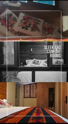 a collage of pictures of a bedroom with a bed and a sign on it at Hotel Boutique PLAZA GIBAJA in Ollantaytambo