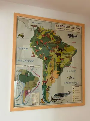 a framed map of theoremautics at La Maison Samaï in Urubamba