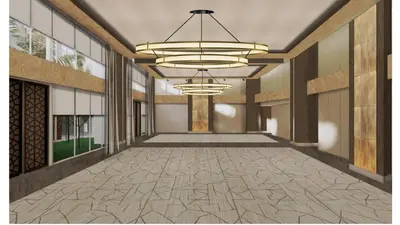 a rendering of a hallway of a building with chandeliers at InterContinental Real Lima Miraflores by IHG in Lima