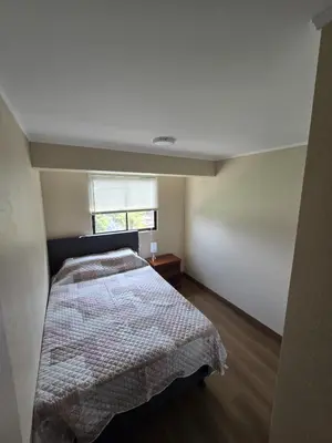 a bedroom with a bed and a window at AMPLIO DEPARTAMENTO EN JESÚS MARÍa in Lima