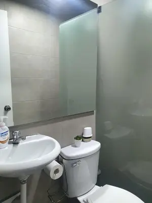 a bathroom with a toilet and a sink at Beautiful private office in Miraflores in Lima