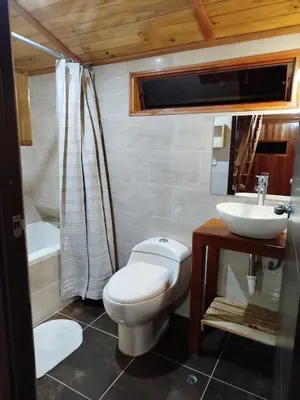 a bathroom with a toilet and a sink at Casa de Machi in Villa Rica