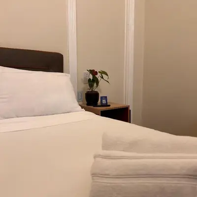 a bedroom with a white bed with a plant on a table at Andara Boutique Hotel in Lima