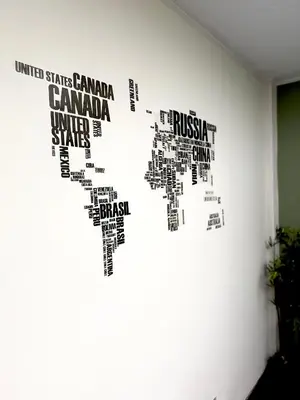 a wall with a heart made out of words at Galicia Lodgement in Lima