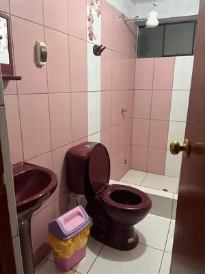 a bathroom with a toilet and a sink at Habitación 2 camas in Ayacucho