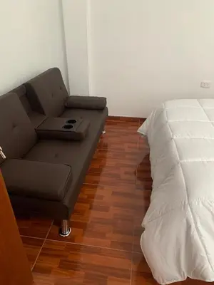a couch and a pillow in a living room at Minidepartamentos Amoblado III en Estreno in Ica