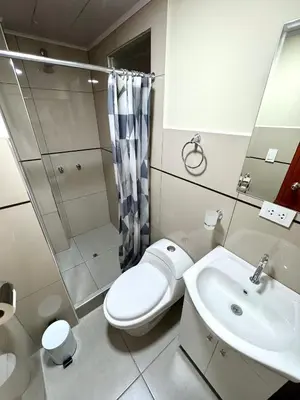 a bathroom with a toilet and a sink and a shower at Casa Cusco in Cusco