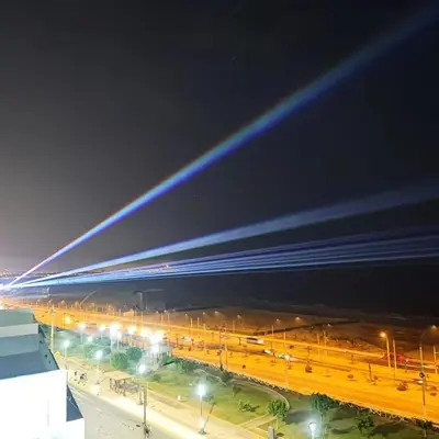 a streak of light in the sky at night at Departamento Costa Verde San M in Lima