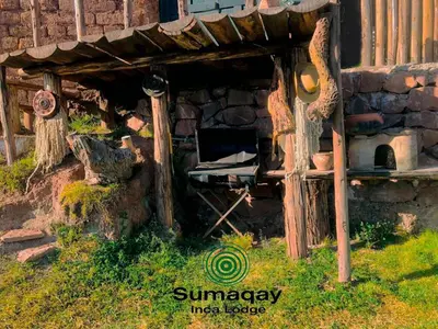 a picture of an old house with a fireplace at Sumaqay Lodge -Naturaleza Arte y Arquitectura