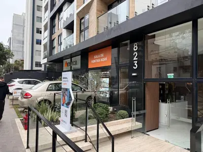 a store front of a building on a city street at Art08 Milu - Miraflores Cerca de Larcomar in Lima