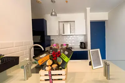 a kitchen with boxes of food on the floor at Apartment in the most touristy area of Miraflores in Lima