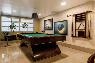 a billiard room with a pool table in it at BSR Oceanview Family Flat w/ Parking in Lima