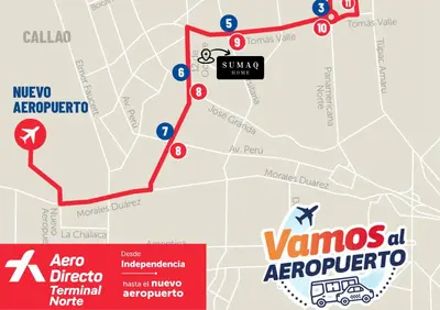 a map of venos air porto at Habitación tranquila a 15 min de Plaza Norte in Lima