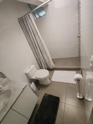 a bathroom with a toilet and a sink at Confortable con vista al mar de Naplo, Pucusana in Pucusana
