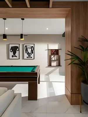 a living room with a pool table and an oven at Artline Terrace Residence in Lima