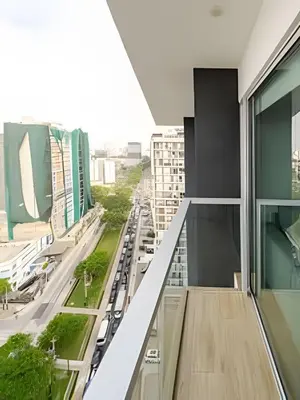 a balcony with a view of a city at Contemporary Great View in Lima