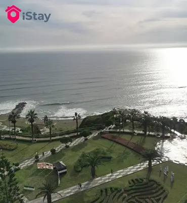 a view of the ocean from the balcony of a resort at iStay Espectacular Vista Mar Miraflores in Lima