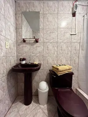 a bathroom with a sink and a toilet at Casa Paqocha Garden - Ollantaytambo - Hot Water - Wifi - Cocina Compartida in Ollantaytambo