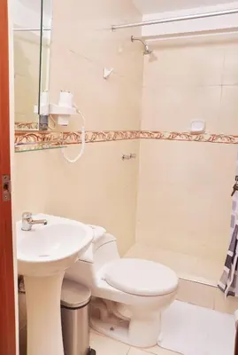 a bathroom with a toilet and a sink at Hostel Esperanza in Lima