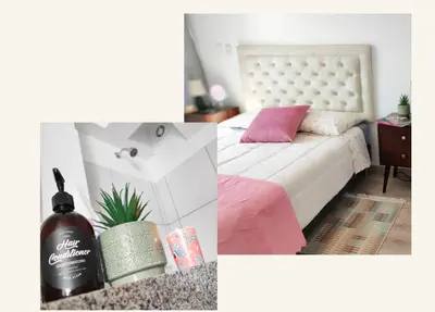 a bedroom with a bed and a bottle of wine at Milyshomeperu in Lima