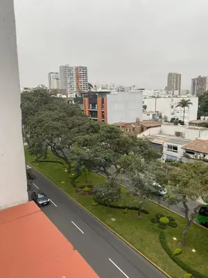 a view of a street with trees and a city at Spacious apartment in Miraflores in Lima