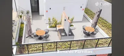 a rendering of a balcony with tables and chairs at MiniHome Pietra di Prado in Lima