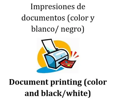 a logo for a printer with the words impressions do documents at IN FRONT OF THE NEW AIRPORT Hospedaje - A y C Taxi Free - Airport - Apartment on the 1st Floor in Lima