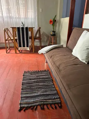 a living room with a couch and a rug at Valentino Vent in Cusco