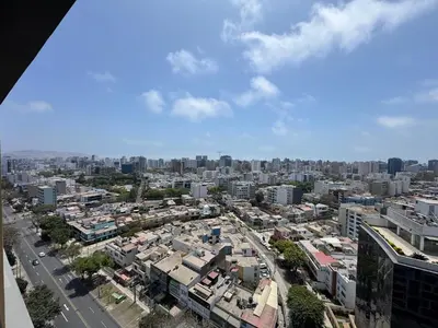 an aerial view of a city with buildings at Cozy Room in Miraflores with rooftop pool in Lima