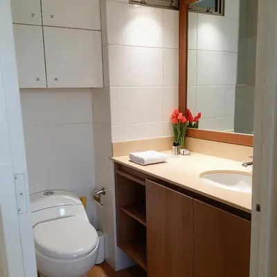 a bathroom with a toilet and a sink at E Green View Parking Wifi Pro 4B 904 in Lima