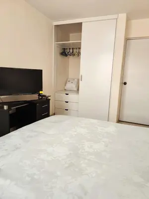 a bedroom with a large bed and a flat screen tv at La casa de Betty in Huancayo